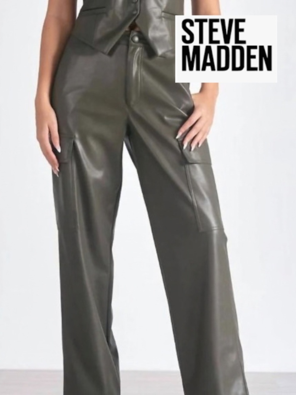 Steve Madden Vegan Cargo Wide Leg Pant, XL, GP1601